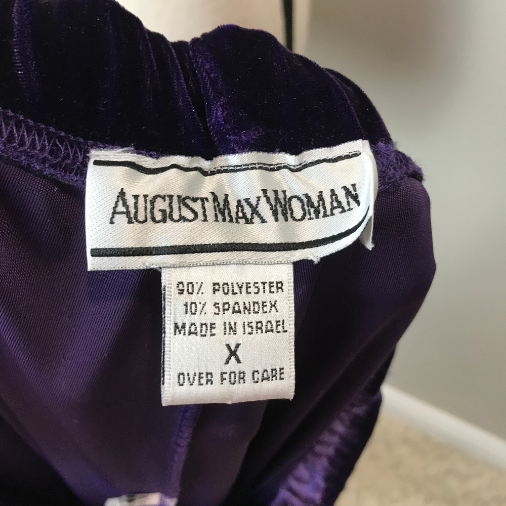 August Max Woman Purple Velour pants + top Sz X